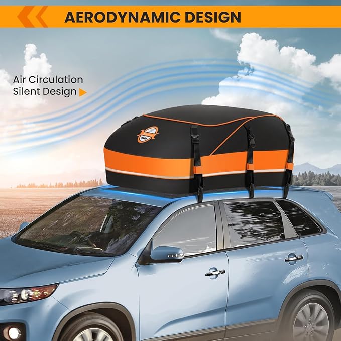 Sailnovo Rooftop Cargo Carrier, 20 Cubic Feet Soft-Shell Cargo Carrier for Top of Vehicle with/Without Roof Rack, Waterproof Car Roof Cargo Carrier with Anti-Slip Mat, Reinforced Straps, Door Hooks