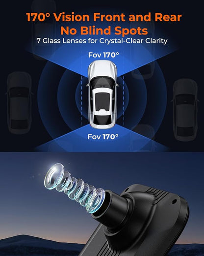 ACUMEN 4K Rear View Mirror Camera,Smart 12" Touch Screen Mirror Dash Cam Front and Rear,Backup Camera for Cars & Trucks with Blind Spot Detection (M4 3CH)
