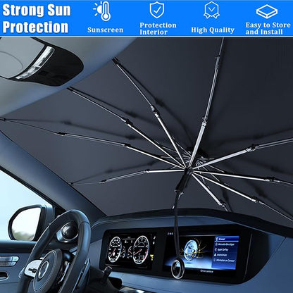 JDDRY Car Front Windshield Sun Shade with Pull Cord, Umbrella Sun Shade for Windshield, 2024 Upgrade Car Umbrella Sunshade, MPV (150x95cm/59x37.4)