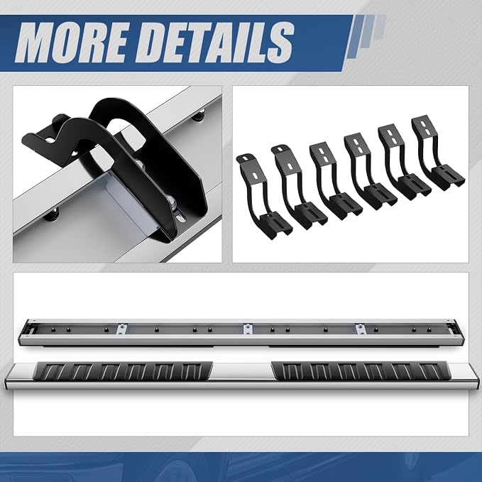Auto Dynasty Running Boards for 2007-2021 Toyota Tundra Crew Max Cab, Stainless Steel Side Step Rail Nerf Bars, 6.75" Step Bar, Polished Chrome
