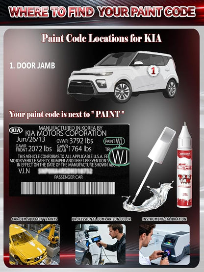 SWP Snow White Pearl Tricoat Car Touch Up Paint for Kia, Color Accurate Two-In-One Car Paint Scratch Repair Pen, Professional Scratch Remover for Vehicles Chips and Nicks Scuff