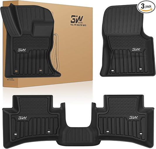 3W Floor Mats Fit for Jaguar F-pace & Land Rover Range Rover Velar 2017-2024 2025 2026, TPE All Weather Custom Fit Accessories for Jaguar F pace Floor Liner 1st and 2nd Row Full Set Car Mats, Black