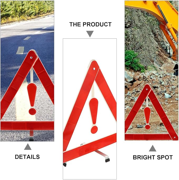 4pcs Car Safety Triangle Roadside Car Kit Reflective Decals Emergency Warning Sign