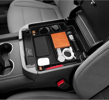 LUWU Console Organizer for 2021-2026 Tahoe & Suburban/GMC Yukon Accessories(ONLY for Standard Console w/Charging Socket) - NOT for Power Sliding Console Center Console Organizer Tray ABS Materials