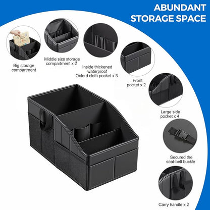 WHHMK Car Storage, Sturdy Leather Car Backseat Organizers, Support Up to 33 LB of Weight Automotive Front Seat Organizer, Floor Organizer and Storage Used for SUV Truck Toy Snack Water Bottle Holder