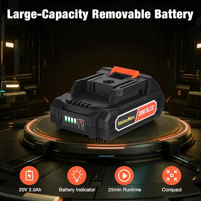 ValueMax Cordless Handheld Vacuum, Portable Vacuum Cleaner Dry/Wet Suction with 20V Rechargeable Battery and Multi-Nozzles for Car, Home and Pet Hair Cleaning(Battery Included)