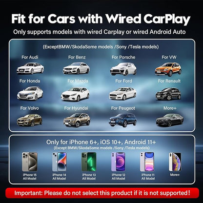 Wireless CarPlay Adapter Android Auto Wireless Adapter 2 in 1 2026 Upgraded, Converting Factory Car Wired CarPlay/Android Auto to Wireless, Applicable Phones with iOS 10+ & Android Auto