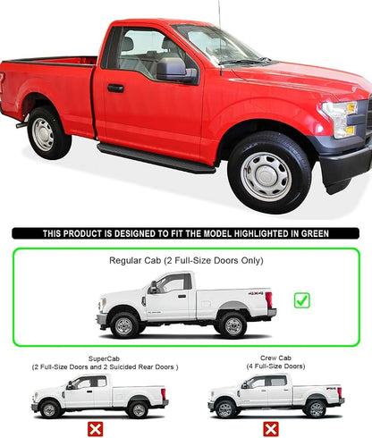 APS Black Stainless Steel Running Boards Style Compatible with Ford F150 2015-2026 Regular Cab & F-250 F-350 Super Duty 2017-2026 (Side Steps Side Bars) 6in Wide