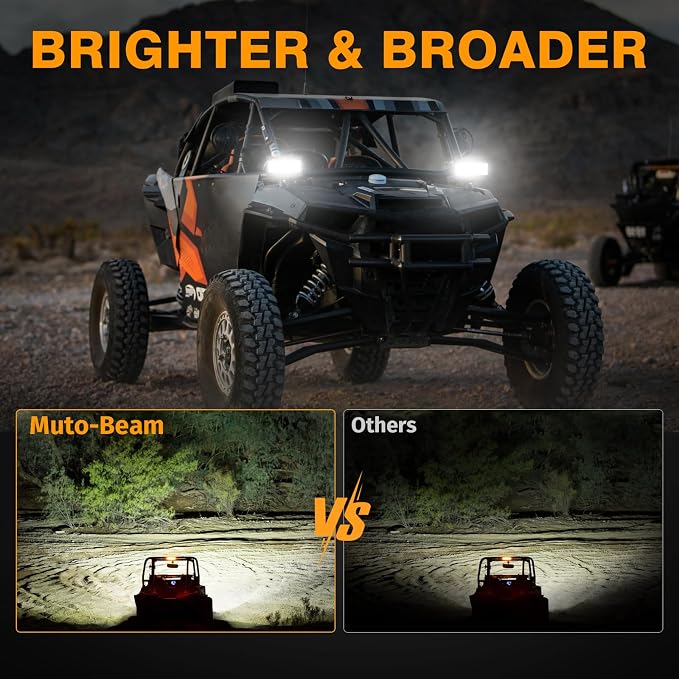 Side Shooter Light Pods, Muto-Beam 2PCS 5Inch Quad Row LED Light Bars Off Road Driving Lighting Spot Flood Combo Light Work Lights LED Fog Lights for Truck UTV ATV SUV Boat Tractor