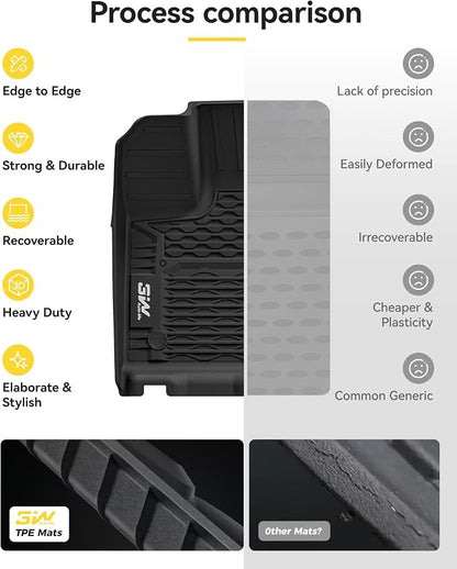 3W Floor Mats for Nissan Murano 2025 2026, Custom Fit All Weather TPE Protection Floor Liners for Murano, Heavy Duty Automotive 1st & 2nd Row Car Mats, Black