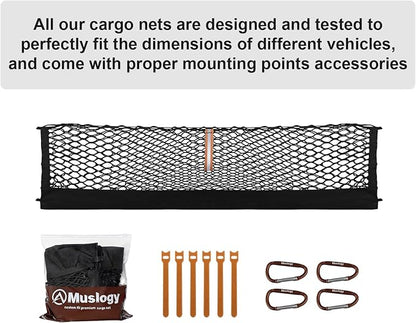 Muslogy Truck Bed Cargo Net Trunk Netting Compatible with Chevrolet Colorado & GMC Canyon 2026 2025 2024 2023 Accessories, Pickup Cargo Organizer SUV Sedan Storage Net w/Heavy Duty Carabiners