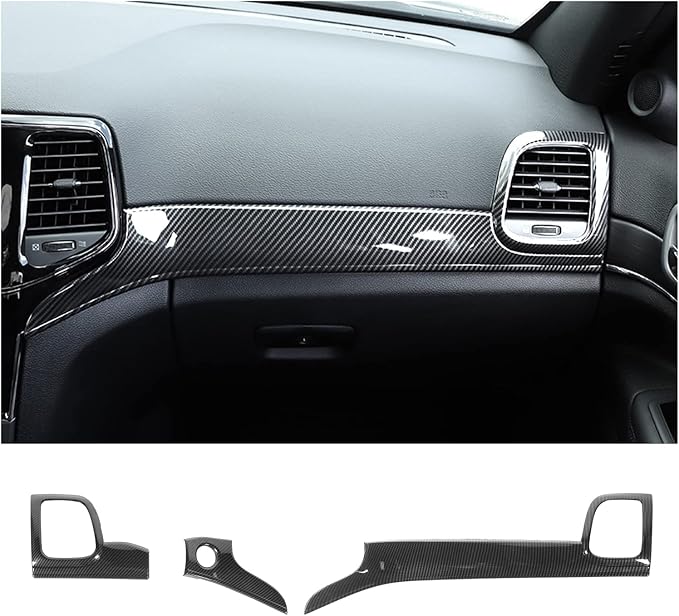YOCTM ABS Carbon Fiber Look Dashboard Panel Trim Door Handle Cover for Jeep Grand Cherokee 2014 2015 2016 2017 2018 2019 2020 2021 Interior Accessories Decorative Cover