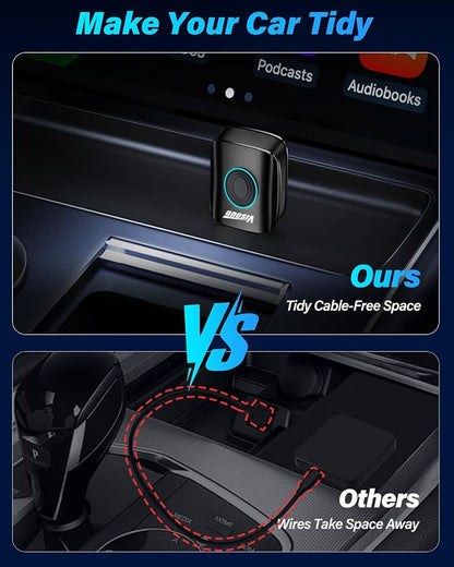 2026 One-Click Disconnect Bluetooth Carplay Adapter, A9 Chip, 3s Auto Connect, WiFi5.8 BT5.8, Wired to Wireless, Dual Phone Switching, iOS10+/Android 10+, Fits OEM Wired CarPlay Cars