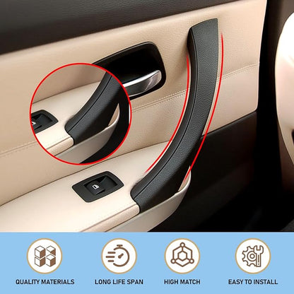 Compatible with BMW 3 Series Door Handle Replacement E90/E91/E92/E93 2004-2011,6PCS Left and Right Passenger Interior Door Pull Handle Set for BMW 318i,320i,323i,325i,328i,330i,335i(Black)