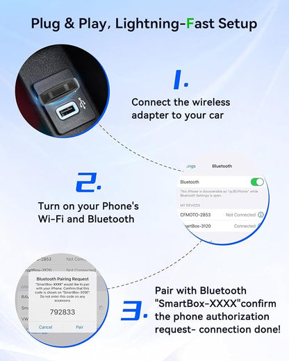 Spedal Mini Wireless CarPlay Adapter for iPhone, Compact 2-in-1 Android Auto Adapter with Fast Auto-Connect, Stable Low-Latency Wireless Performance, Plug & Play
