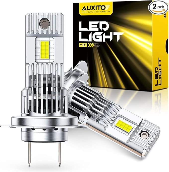AUXITO H7 Bulb, 10X Brightness 6500K Cool White, Exact Halogen Dimensions, H7 Fog Light Application, No-Modification Plug & Play, Pack of 2