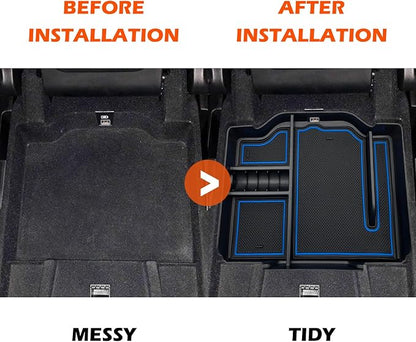 Center Console Organizer fits for Dodge RAM 2026 2025 2024 2023 2022 2021 2020 2019 1500 2500 3500 Accessories Interior Storage Box Armrest Storage Tray(Blue)