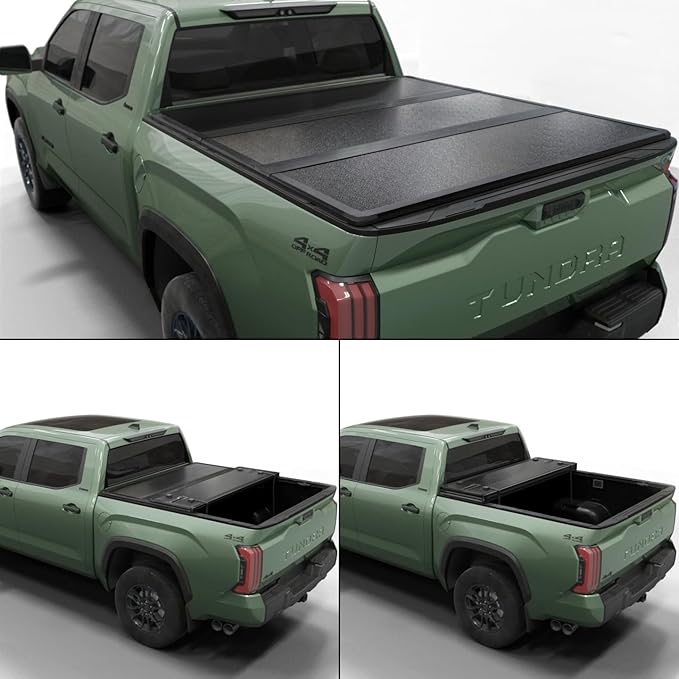 Toptiny Hard Folding Truck Bed Tonneau Cover|HTF035|Fits 2022-2026 Toyota Tundra 6'6" Bed w/OE Rail System (78.7")