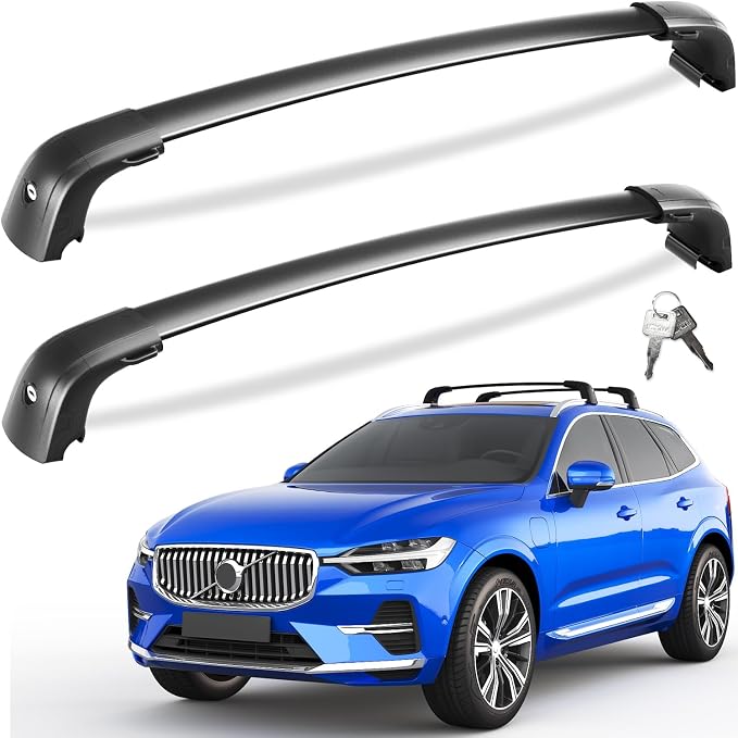 Tuyoung 300lbs Roof Rack Cross Bars Compatible with Volvo XC60 XC-60 2018-2026, Lockable Heavy Duty Anti-Theft Aluminum Roof Rails Crossbars Rooftop Accessories Luggage Racks Carrier Black