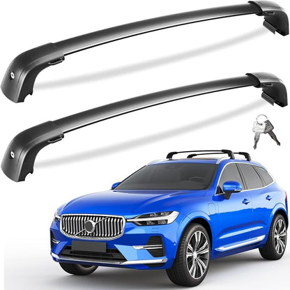 Tuyoung 300lbs Roof Rack Cross Bars Compatible with Volvo XC60 XC-60 2018-2026, Lockable Heavy Duty Anti-Theft Aluminum Roof Rails Crossbars Rooftop Accessories Luggage Racks Carrier Black