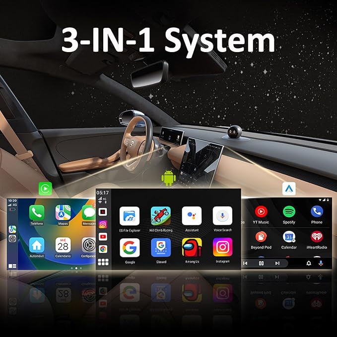 4 in 1 CarPlay AI Box, Android13 Magic AI Box Wireless CarPlay & Android Auto Adapter, Support Netflix/YouTube, Fit for Cars with Wired CarPlay/Android Auto, Plug & Play