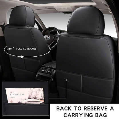 NS YOLO Full Coverage Car Seat Covers Universal Fit for Cars SUVs Pick-up Trucks with Waterproof Leatherette in Automotive Vehicle Interior Accessories (Black and White, Full Set)