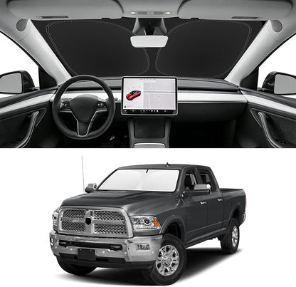Custom Fit Windshield Sun Shade for RAM 1500 2012-2018, Blocks UV & Heat, Front Window Sunshade Accessories, Easy Fold & Store Keep Your Car Cooler