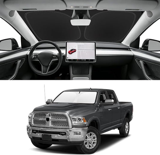 Custom Fit Windshield Sun Shade for RAM 1500 2012-2018, Blocks UV & Heat, Front Window Sunshade Accessories, Easy Fold & Store Keep Your Car Cooler