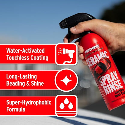 Mothers California Gold Ceramic Spray & Rinse Wax, 16 oz. - Water-Activated Touchless Quick Coat, Spray On Hose Off, Super-Hydrophobic, Drying Aid, Booster, Topper (05646)
