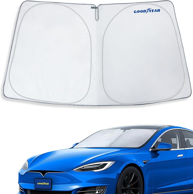 Goodyear Foldable Windshield Sunshade for Tesla S 2016-2026, Car Accessories, Sunshade Cover, Sun Shade Car Windshield, Window Sun Blocker - GY008287