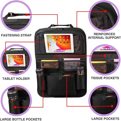 Car BackSeat Organizer,2 Pack for Kids Car Organizer Kick Mats Kick Mats Back Seat Protector with Touch Screen Tablet Holder, for Kids, Car Travel Accessories, (2PACK)
