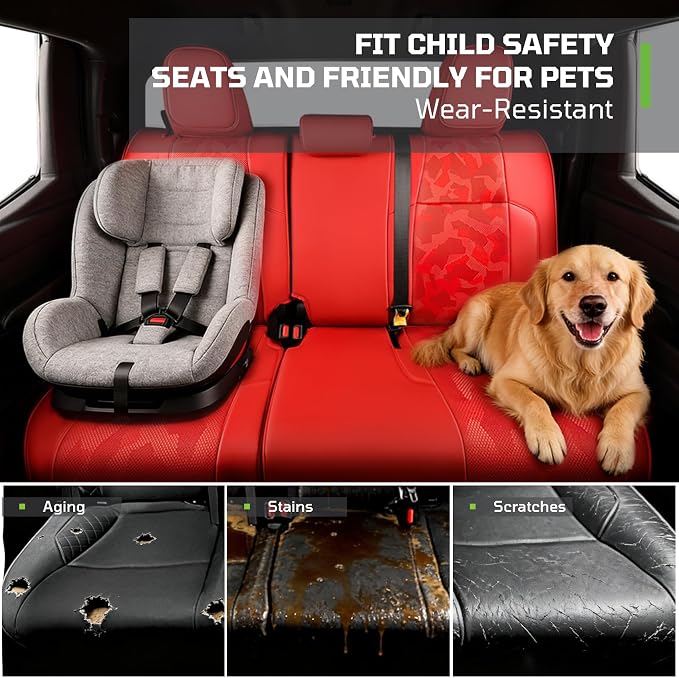 Fit for Tacoma 2024-2026 Car Seat Covers,Custom Car Seat Covers Full Set-5 Seat Car Seat Protector,Waterproof Comfortable Luxury Leather Seat Covers-Full Coverage Automotive Seat Covers Design(Red)