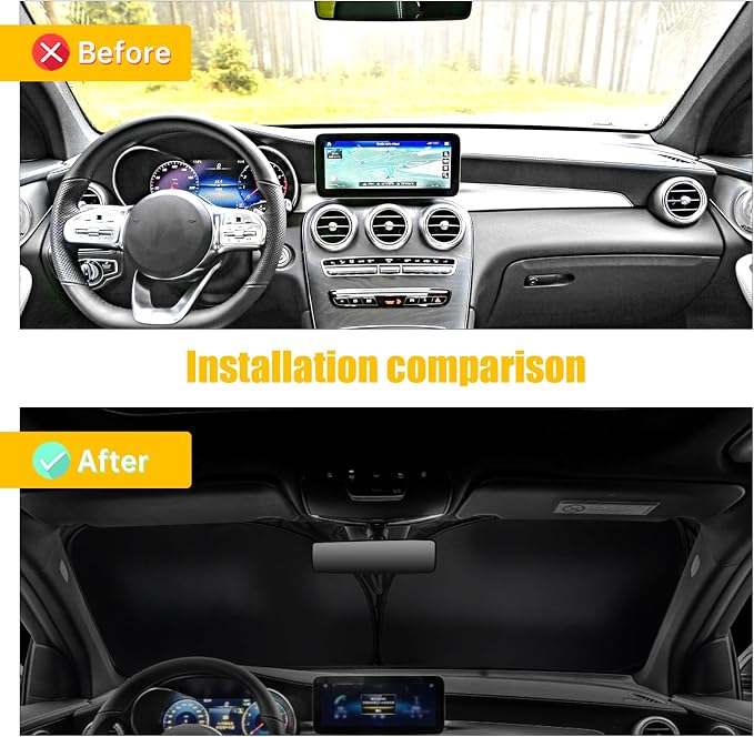 Windshield Sun Shade for Mercedes Benz GLC GLC260 GLC300 GLK 2016-2024 2025 2026 Sunshade Windshield UV Ray Reflector Front Window Shade Sun Visor for Benz Interior Accessories