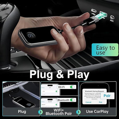 Wireless CarPlay Adapter Compatible with Both Apple and Android Systems, Supporting Bluetooth And Wi-Fi. Upgraded CarPlay Wireless Adapter Two-In-One, Plug-And-Play Plug, Capable of Converting Devices
