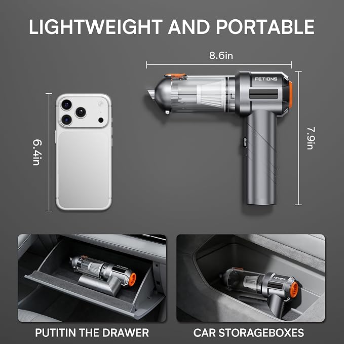 Handheld Car Vacuum Cordless,3 Suction Modes,Portable Mini Cordless Cleaner with 19000pa Suction Power,Type-C Charge,Handheld Vacuum for Car,Home,Office