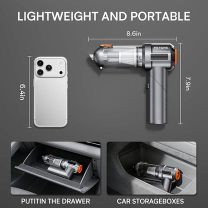 Handheld Car Vacuum Cordless,3 Suction Modes,Portable Mini Cordless Cleaner with 19000pa Suction Power,Type-C Charge,Handheld Vacuum for Car,Home,Office