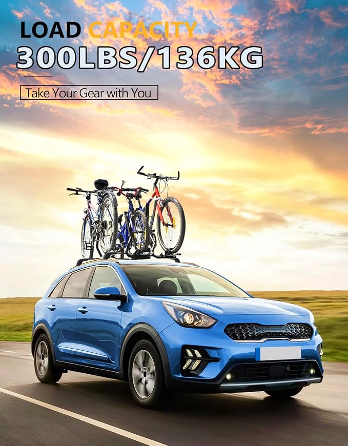 Tuyoung 300lbs Lockable Roof Rack Cross Bars Compatible with KIA NIRO 2017 2018 2019 2020 2021 2022, Heavy Duty Aluminum Roof Rails Crossbars Cargo Bars Canoe Snowboard Rooftop Black Carrier Luggage