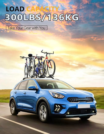 Tuyoung 300lbs Lockable Roof Rack Cross Bars Compatible with KIA NIRO 2017 2018 2019 2020 2021 2022, Heavy Duty Aluminum Roof Rails Crossbars Cargo Bars Canoe Snowboard Rooftop Black Carrier Luggage