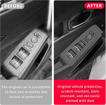 Temmis 4PCS Car Door Window Switch Panel Cover for Honda Civic 2022-2025, Auto Interior Decor Accessories Armrest Trim Silicone Style Kit-Red