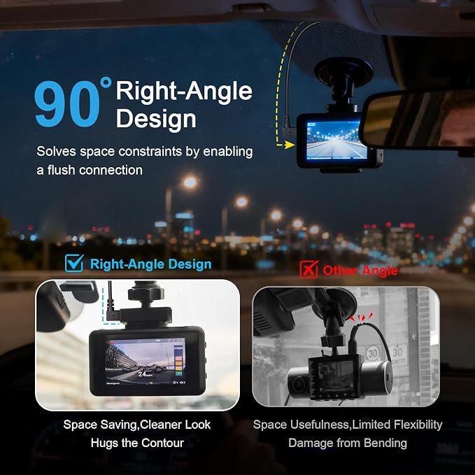 Anina Mini-B USB Dash Cam Power Cord 90° Right Angle for Rexing V1/V1P/Pro/V5/V3, Byakov S6, Rove R2-4K – NOT for Micro USB or Type-C10