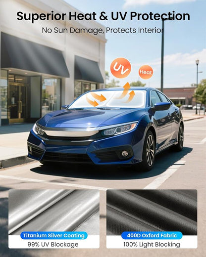 REEVAA Upgraded for Honda Civic 2022-2025 Windshield Sunshade [Tailored Fit, 99% Sun Protection] Foldable Sun Shade Car Accessories with Storage Bag