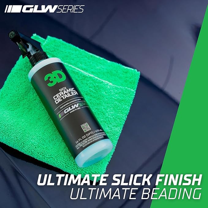 3D SiO2 Ceramic Detailer 1 Gallon – Quick Detailer with Advanced SiO2 Polymers – Hydrophobic Protection, UV Defense, High Gloss Finish, Ceramic Coating Booster – Professional Car Care – Made in USA