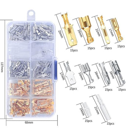 150 Pcs 2.8/4.8/6.3mm Quick Splice Male and Female Wire Spade Connectors, Wire Crimp Terminal Block Assortment Kit with Insulating Sleeve, for Electrical Wiring Car Audio Speaker Connectors