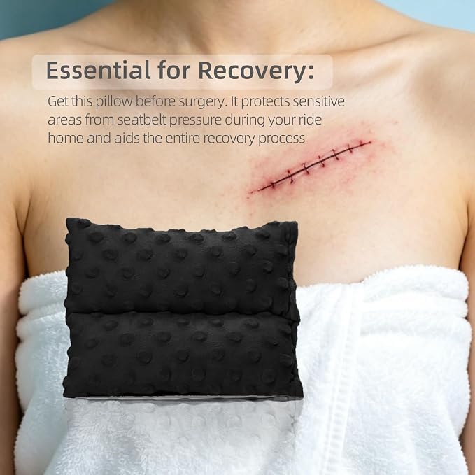 KANICER Chemo Port Pillows for Mastectomy, Pacemaker Pillow Heart Surgery Recovery Gifts，Heart Surgery Pads Bypass Breast Cancer Protectors (Black)