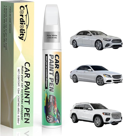 149/9149 Polar White Touch Up Paint for Mercedes Benz, Color Accurate Car Paint Scratch Repair Pen, Quick & Easy Fix Automotive Chips and Nicks
