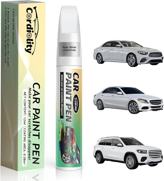 149/9149 Polar White Touch Up Paint for Mercedes Benz, Color Accurate Car Paint Scratch Repair Pen, Quick & Easy Fix Automotive Chips and Nicks