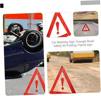 4pcs Car Warning Triangle Kit Portable Reflective Emergency Sign with Tripod for Roadside Safety and Wind Resistant for Vehicle Maintenance and Road Construction