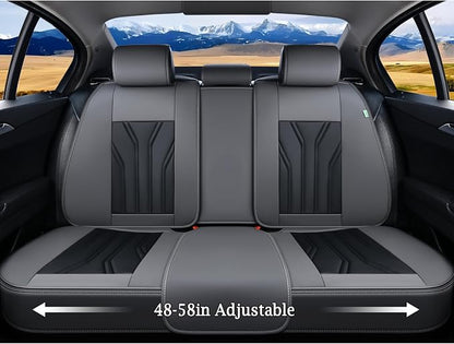 FLORICH Leather Seat Covers, Seat Covers Full Set, Car Seat Protectors 5 Seats, Automotive Seat Covers Fit for Most Cars Trucks SUV- Gray&Black