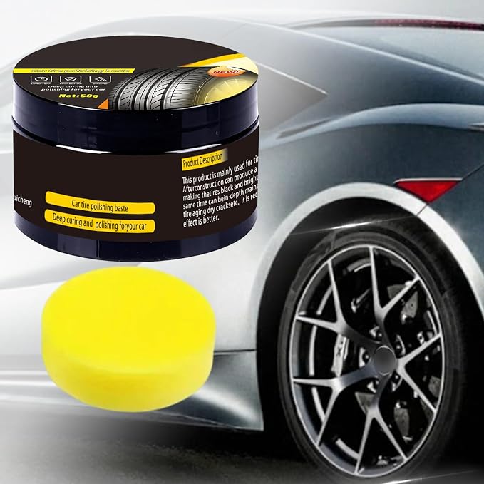 Polish Tire Wax | 50g Multi-functional Tire Cleaner With Sponge | Wheel Maintenance Paste Coating Refurbishment Cream For Marine RV Motorcycle Engine