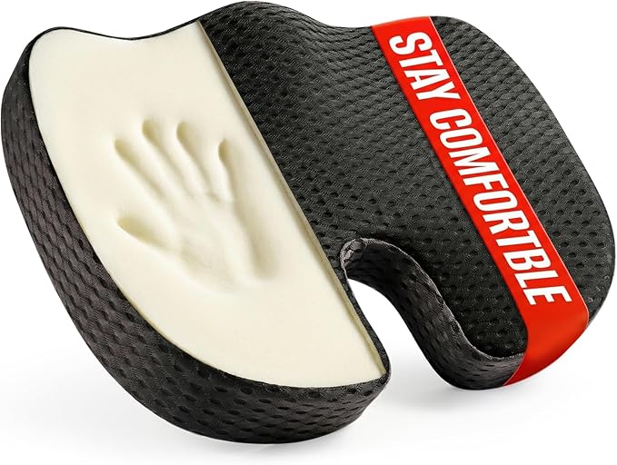 Car Seat Cushion for Driving Comfort & Support - Premium Memory Foam Seat Pad with Breathable Washable Cover, Non-Slip Bottom, Road Trip Essentials for Car Seats